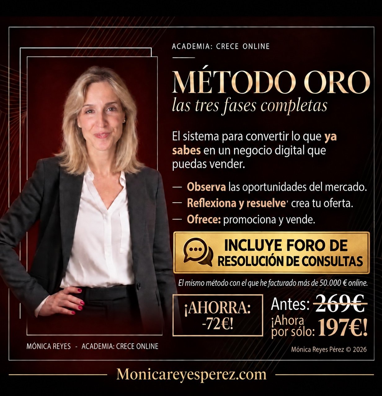 Mònica Reyes presentando el Método ORO para convertir conocimientos en una oferta digital